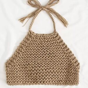 Handmade Tan Knit Halter Top